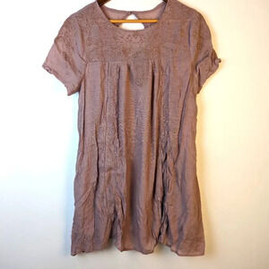 Crescent Embroidered Dusty Rose Dress - Large